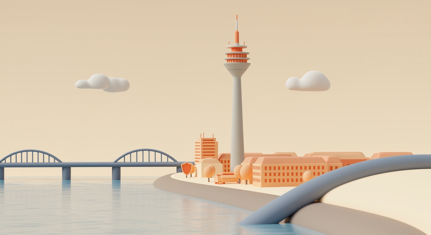 Düsseldorfer Rheinturm am Rhein — Standort von arian IT Service