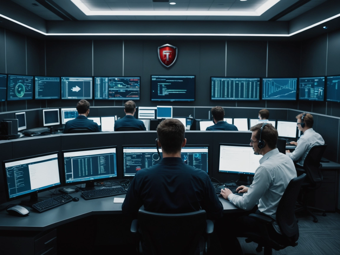 Illustration eines Laptops mit Sicherheitssymbol, das einen IT-Schutz für Unternehmen darstellt.